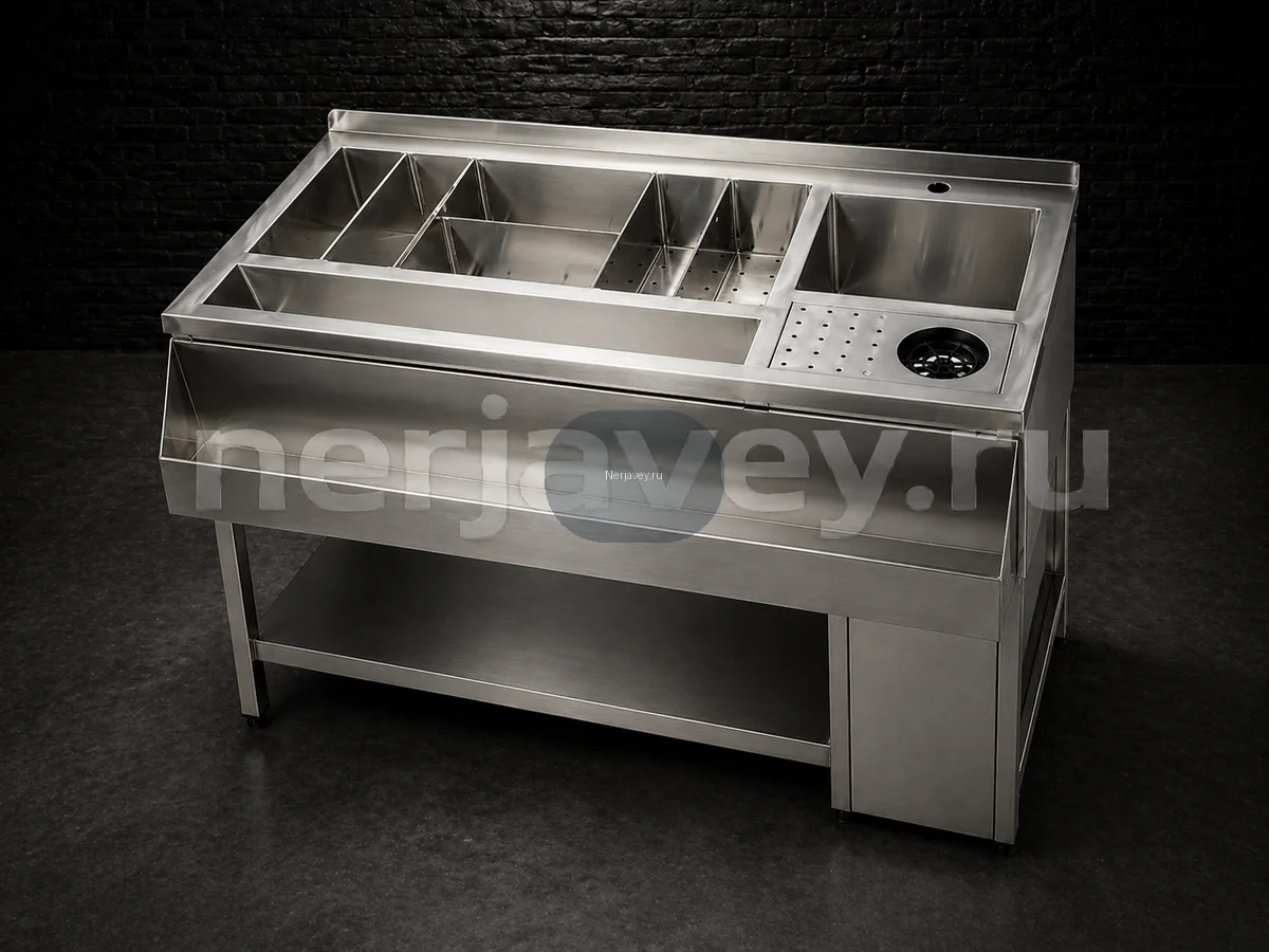 Барная станция с полкой 1200х600х850